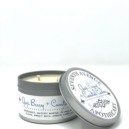 Goji Berry + Coastal Cedar Soy Wax Candle - Travel Tin