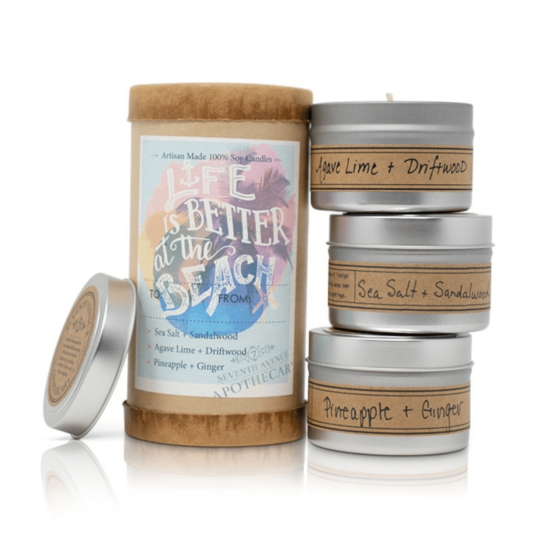 Life is Better at the Beach Mini Candle Stack Gift Tube