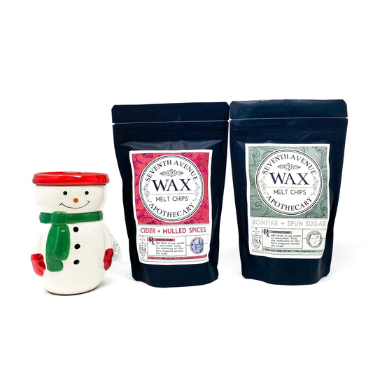 Snowman Wax Warmer + 2 Pack of Wax Melt Chips Holiday Gift Set