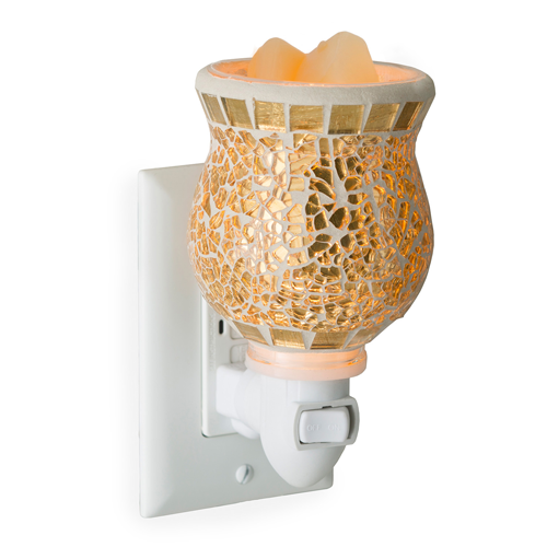 Gilded Gold Glass Mosaic Pluggable Fragrance Warmer