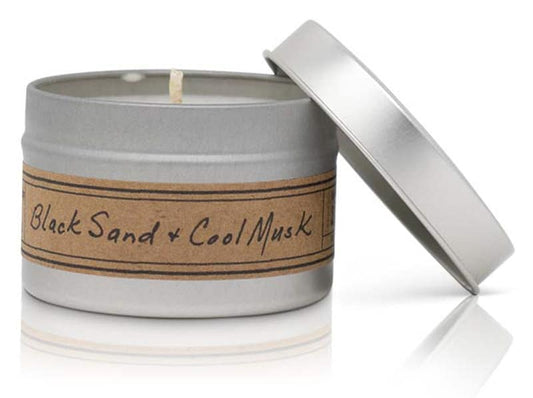 Black Sand + Cool Musk Soy Wax Candle - Mini Tin
