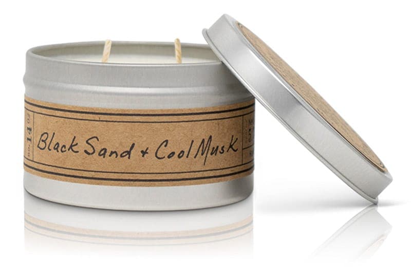 Black Sand + Cool Musk Soy Wax Candle - Travel Tin