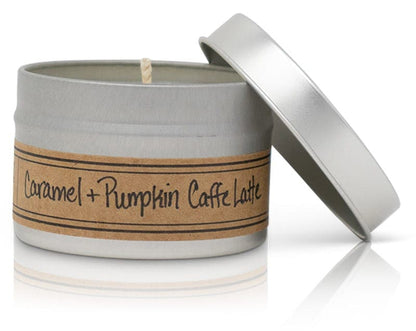 Caramel + Pumpkin Cafe Latte Soy Wax Candle - Mini Tin