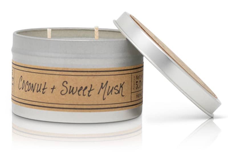 Coconut + Sweet Musk Soy Wax Candle - Travel Tin