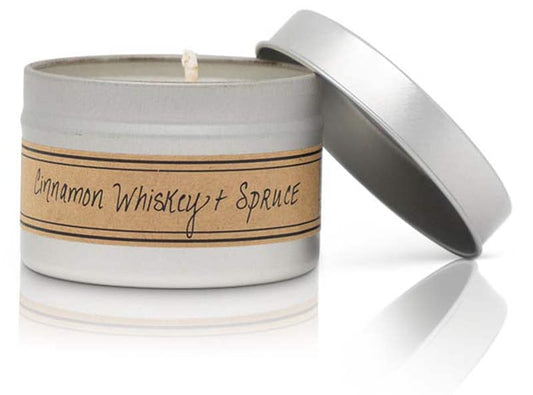 Cinnamon Whiskey + Spruce Soy Wax Candle - Mini Tin