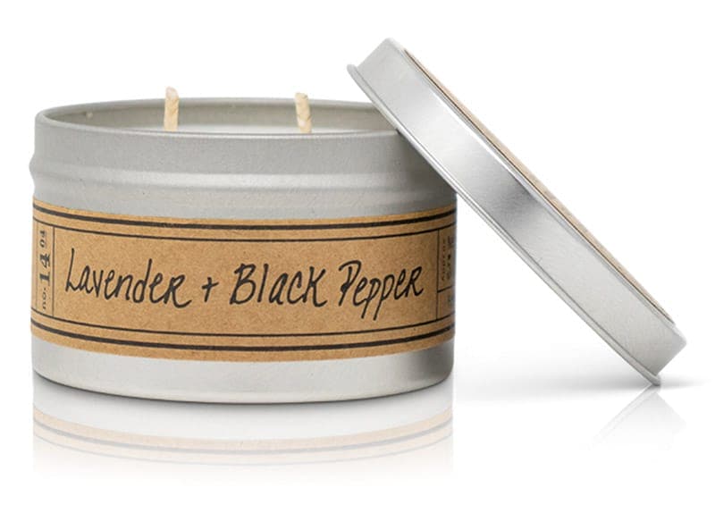 Lavender + Black Pepper Soy Wax Candle - Travel Tin