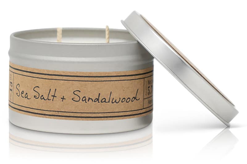 Sea Salt + Sandalwood Soy Wax Candle - Travel Tin