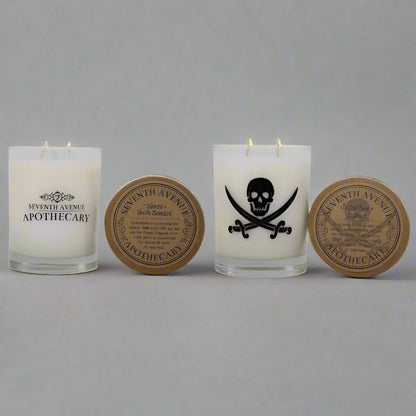 Gasparilla Signature Glass Candle 2-Pack: Spiced Rum + Coconut and Tobacco + Vanilla Bourbon