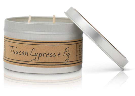 Tuscan Cypress + Fig Soy Wax Candle - Travel Tin