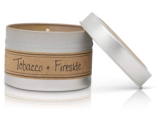 Tobacco + Fireside Soy Wax Candle - Mini Tin