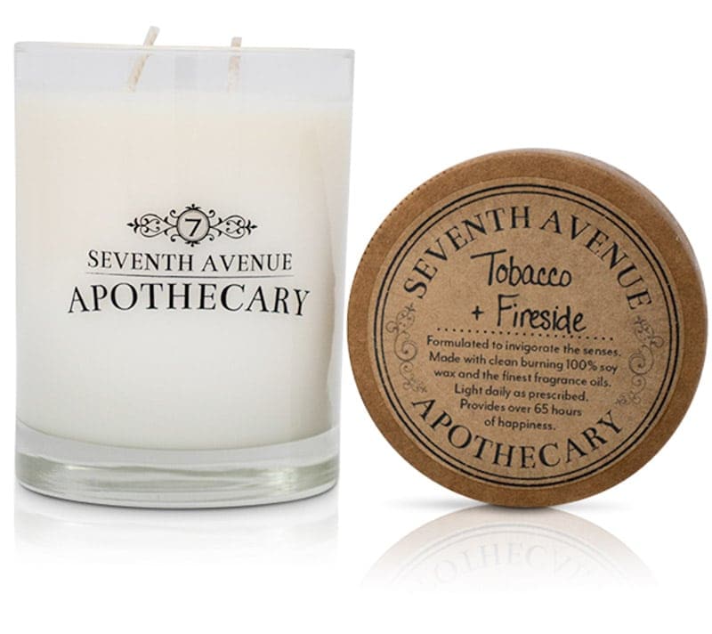 Tobacco + Fireside Soy Wax Candle - Signature Glass