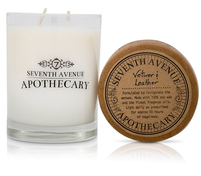 Vetiver + Leather Soy Wax Candle - Signature Glass